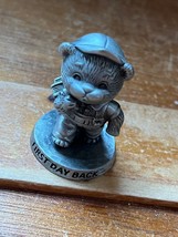 Vintage Small AVON 1983 Signed Fine Pewter First Day Back of School Teddy Bear - $11.29