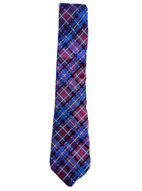 Bruno Piattelli Men’s red blue geometric striped silk men’s necktie - £7.39 GBP