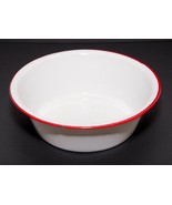Vintage Enamelware Bowl Basin White With Red Trim 9 1/2&quot; - £15.62 GBP