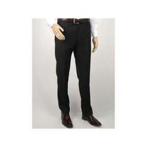 Men's Mantoni Flat Front Pants All Wool Super 140's Classic Fit 40901 Black image 4