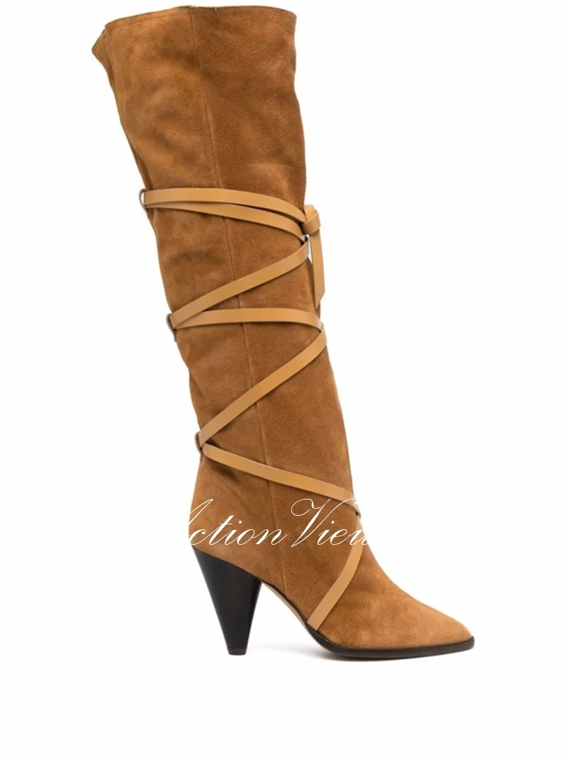 Knight Boot Woman shoes 2023 vintage Western boy ankle boot Pointed high heel bo - £288.56 GBP