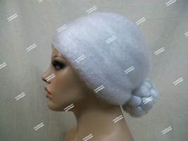 White Mrs Santa Costume Wig with Bun Claus Betsy Ross Old Maid Mother Christmas - £14.84 GBP