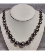 Vintage Signed Dauplaise Silver Round Ball Bead Graduated Necklace Costu... - £7.43 GBP