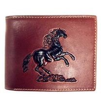 Western Genuine Leather Horse Plain Mens Bifold Short Wallet in 2 Color - £19.17 GBP