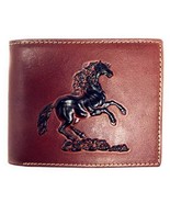Western Genuine Leather Horse Plain Mens Bifold Short Wallet in 2 Color - €20,70 EUR