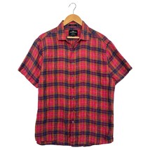 Rodd Gunn Shirt Mens Extra Large Pink Linen Plaid Button Up Beach Coasta... - €25,97 EUR