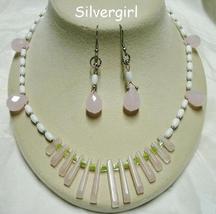 Rose Quartz Necklace and Earrings Set - £28.76 GBP