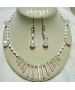 Rose Quartz Necklace and Earrings Set - £28.30 GBP