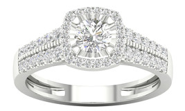 Authenticity Guarantee 
14K White Gold 1/2ct TDW Diamond Halo Engagement Ring - £503.58 GBP