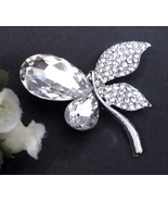 1pc Butterfly Faceted Glass Clear White Rhinestone Brooch Pin 2-1/4&quot; wid... - £5.48 GBP