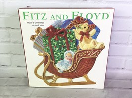 Fitz and Floyd Essentials Teddy's Christmas Sleigh Dessert Canape Plate 2003 NEW - $12.46