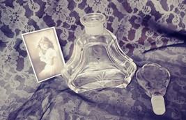 Art Deco Look West German Perfume/Cologne Bottle With Etched Floral design image 3