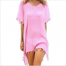 Short Beach Dress Bikini Cover Up Swimwear Pink Swim Shirt - £26.66 GBP