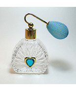 Refillable Perfume Bottle With Turquoise Heart rhinestone Decor And Bulb... - $39.95