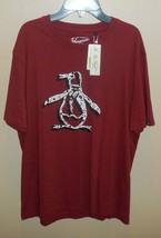 Penguin Mens Medium Graphic T-Shirt Tee Crewneck Burgundy New Cotton Men&#39;s - $24.70