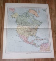 1927 RARE VINTAGE ITALIAN MAP OF NORTH AMERICA UNITED STATES CANADA CARI... - $27.96