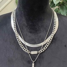 Womens Cuban Link and Snake Chain, Cross Pendant Necklace - £22.38 GBP
