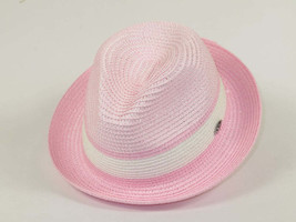 Men's Bently Semi Crushable Fedora Briad Straw Hat Dante DA220 Pink/White image 2