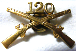 WW2 infantry officers collar pin 120th regiment Screw back - $49.49