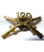 WW2 infantry officers collar pin 120th regiment Screw back - $49.49