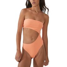 COTTON ON Womens Ribbed Removable Straps One-Piece Swimsuit Orange L - $35.00+