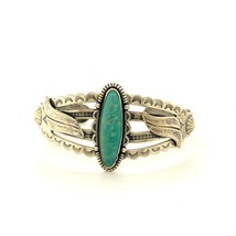Vintage Signed Sterling Bell Trading Post Navajo Oval Turquoise Cuff Bracelet 6 - £96.91 GBP
