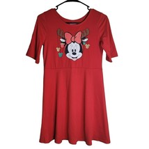 Disney Minnie Mouse Dress Red Glitter Sparkle Girls Large 10 12 - £11.89 GBP