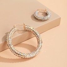Ny full iced out rhinestone crystal hoop earrings luxury bling basketball loop earrings thumb200