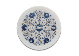 Marble Small Dish Plate Lapis Lazuli Inlay Floral Stunning Work Decor Gi... - $145.30+