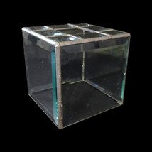 Stained Glass Tissue Box Cover Holder Beveled Clear Vintage 70s Square Bohemian  - £27.13 GBP