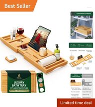 Collapsible Bamboo Bath Tray Caddy - Adjustable to Fit Any Tub Size, Spa... - $116.77