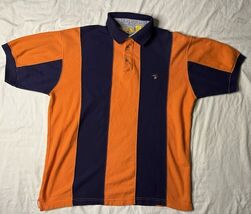 Vintage Duck Head Polo Shirt Men’s Large Blue &amp; Orange Stripes Short Sleeve - $22.00
