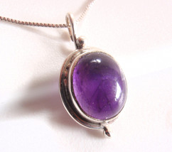 Purple Amethyst Oval 925 Sterling Silver Necklace 4.3ct - £12.94 GBP