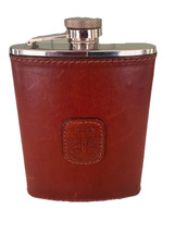 Leather Flask  6 oz. Stainless Steel Pocket Hip Liquor Holder “CA-GA” Screw Top - £11.67 GBP