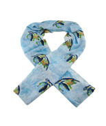 Betsy Drake Blue Sea Turtle Print Polyester Fashion Scarf 70 X 20 In. - £31.64 GBP