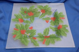 Block Crystal Holly Berries Christmas Platter 14&quot; - £12.55 GBP