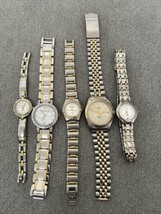 Lot of 5 Gold &amp; Silver Tone Women&#39;s &amp; Men&#39;s Watches Timex Estate Finds EG - $24.75