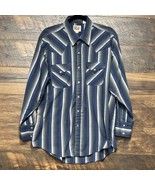 VTG USA Ely Cattleman Shirt Large Western Pearl Snap Blue Plaid Cowboy R... - $49.55 CAD