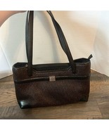 Vintage Brighton Black &amp; Brown Woven Weaved Leather Purse Shoulder Bag - $61.60 CAD