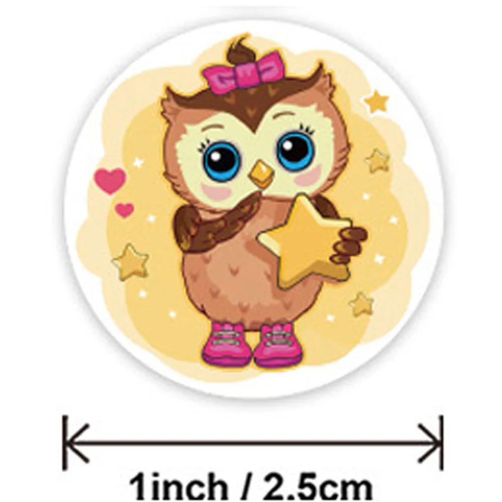 Play 50-500pcs Cute Owl Designs Pattern School Teacher Reward Sticker Animals Ca - £23.15 GBP