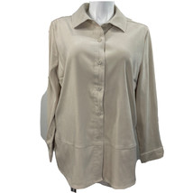 Croft &amp; Barrow Woman Long Sleeve Button Front Stretch Faux Suede Shirt C... - £13.90 GBP