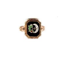 Antique Signed 14k Rolled Gold Plated Uncas Enamel Daughters of Rebekah Ring 6 - £34.95 GBP