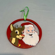 Vintage Christmas Flocked Die Cut Rudolph Santa Reindeer R.L. May Co. 1983 RARE - £20.09 GBP