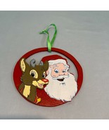 Vintage Christmas Flocked Die Cut Rudolph Santa Reindeer R.L. May Co. 19... - £20.19 GBP