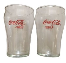 Pair of Coca-Cola~Coke Mini small 4&quot; Bell Shaped Glasses Set Of 2 Red Le... - $7.70