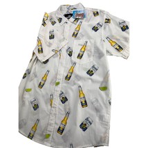 Corona Men Shirt Short Sleeve Button Up Beer White 100% Cotton Large L New NWT - £23.71 GBP