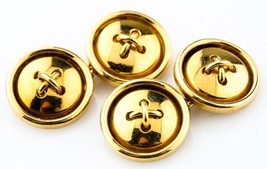 18k Yellow Gold Vintage Button-Style Cufflinks Engraved 750 5H - $1,994.96