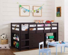 Gabriel Espresso Loft Bed with Desk and Dresser in One - $899.00