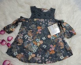 NWT Jak and Peppar Girls Gray Embroidered Off Shoulders Top Size 6 - $17.81
