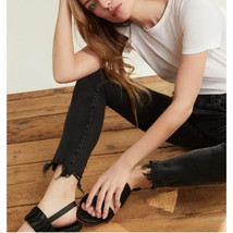 VERONICA BEARD Jeans EMMA Skinny Mid-Rise Black Raw Hem Size 32 - $49.49